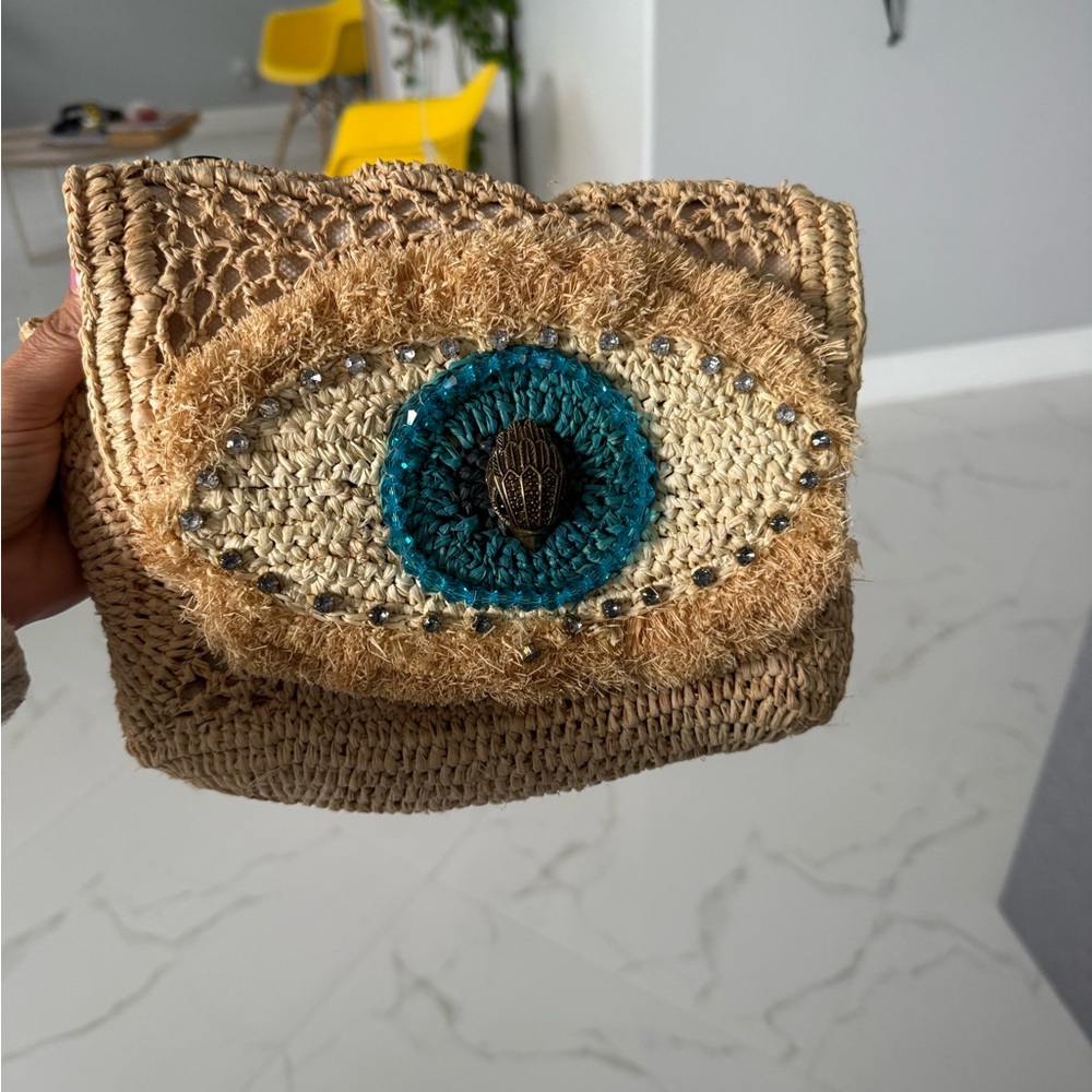 Kurt Geiger Evil Eye Kensignton Raffia  Shoulder Bag.